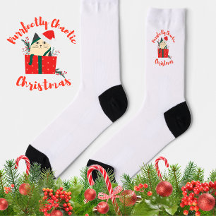 Calcetines Navidad perfectamente caótica, divertido gato de v