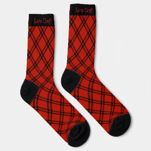 Calcetines Navidad Personalizada de Cuadro Negro y Rojo