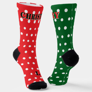 Calcetines Navidad Pie Derecho Pie Izquierdo Rojo Verde Blanc