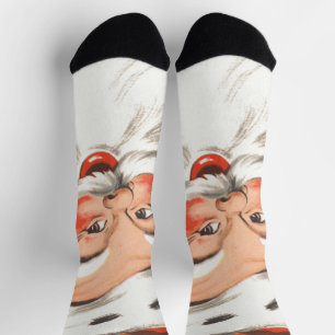 Calcetines Navidad Vintage, alegre Papá Noel con sonrisa