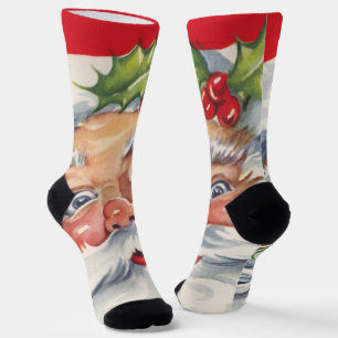 Calcetines Navidad Vintage, alegre Santa Claus con su sombrer