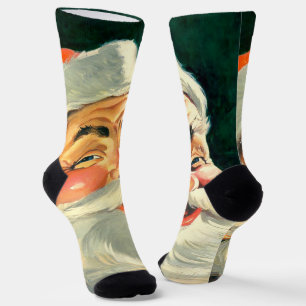 Calcetines Navidad Vintage, Alegre Santa Claus Retro de los 5