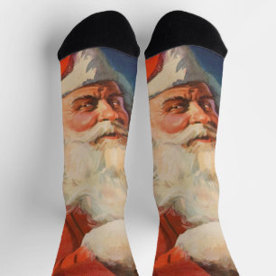 Calcetines Navidad Vintage, Lista de traviesos y buenos de Sa