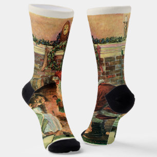 Calcetines Navidad Vintage, Niños Claus Victorianos