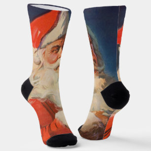 Calcetines Navidad Vintage, Santa Claus Lista de traviesos y 