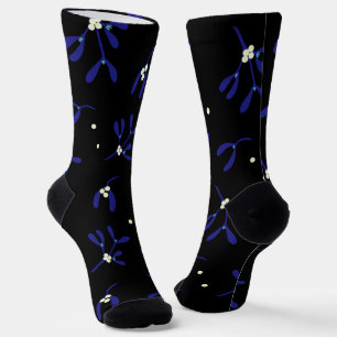 Calcetines Navidades Azules Con Patrón Berries
