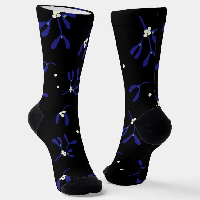 Calcetines Navidades Azules Con Patrón Berries (Angular)