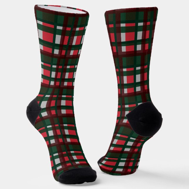 Calcetines Navidades blanco rojo y verde madras trenzado patr (Angular)