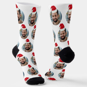 Calcetines Navidades blancos de corte fotográfico personaliza