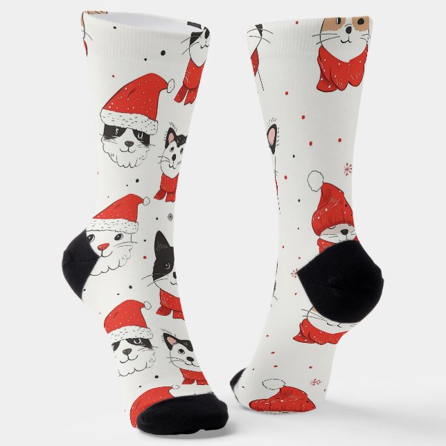 Calcetines Navidades blancos gatos (Angular)