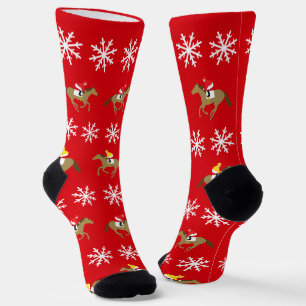 Calcetines Navidades Carreras de caballo rojo