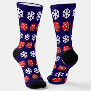Calcetines Navidades Casino Red Dice y Snowflakes Fun