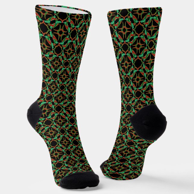 Calcetines Navidades celtas Holly Wreath Pattern (Angular)
