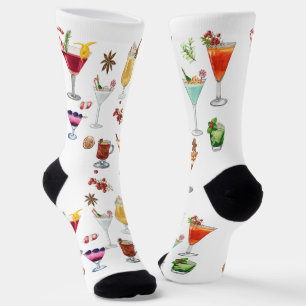 Calcetines Navidades Cocktail Fun Beber patrón Fiesta