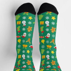 Calcetines Navidades coloreados patrón verde