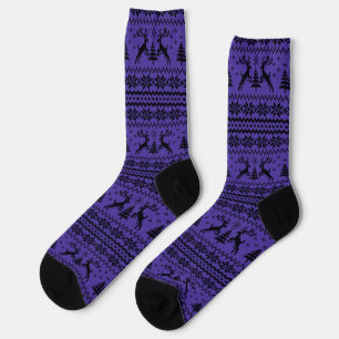 Calcetines Navidades con aspecto de suéter de reno morado