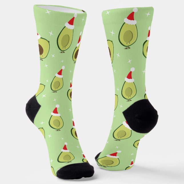 Calcetines Navidades Cute Food Santa Hat Aguacate (Angular)