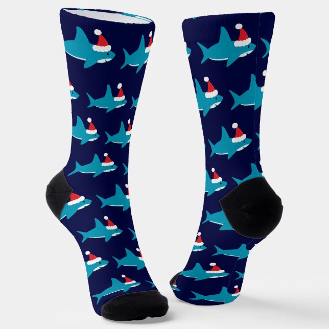 Calcetines Navidades de Blue Shark Santa Hat (Angular)