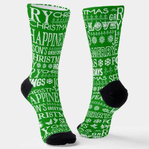 Calcetines Navidades De Chalk Sacaron El Saludo En Verde Y Bl
