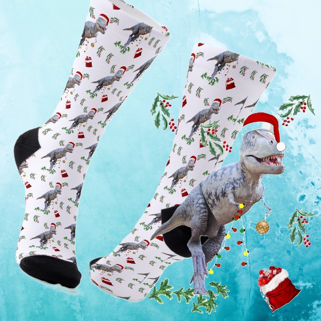Calcetines Navidades de Dinosaurios divertidos (Subido por el creador)