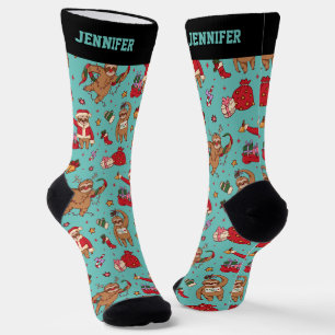 Calcetines Navidades de eslóganes íntimos Patrón Navidad Feli