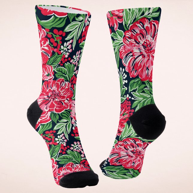 Calcetines Navidades de flores de invierno precoz de estilo m (Subido por el creador)