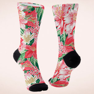 Calcetines Navidades de flores de invierno precoz de estilo m