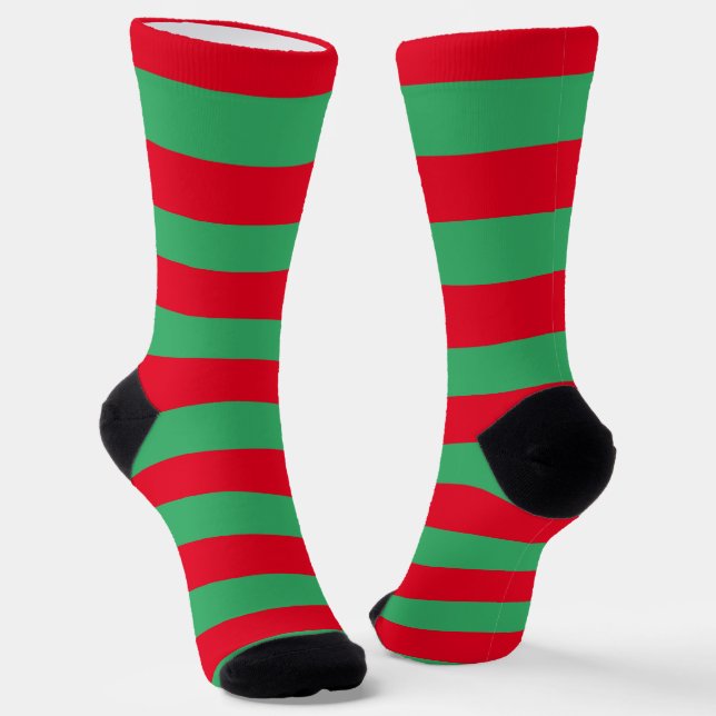 Calcetines Navidades De Fun Red And Green Elf Stripes (Angular)