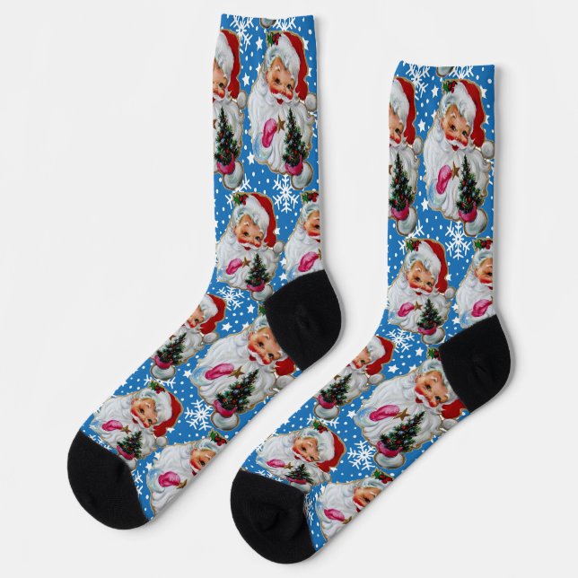 Calcetines Navidades de Novedad clásicos de Santa Claus (Izquierda)