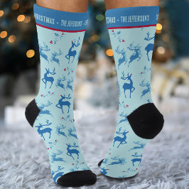 Calcetines Navidades de novedad de personalizado rojo azul ho