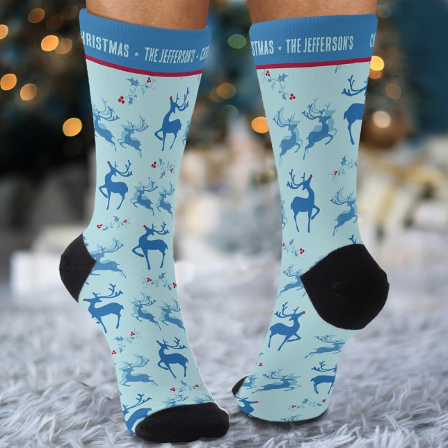 Calcetines Navidades de novedad de personalizado rojo azul ho (Subido por el creador)
