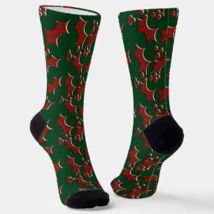 Calcetines Navidades de Plaid Holly y Berries