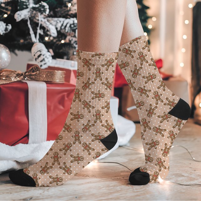 Calcetines Navidades de Punto Polka Gingerbread Man (Subido por el creador)