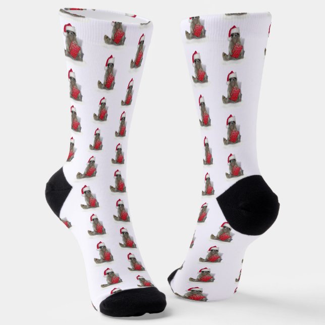 Calcetines Navidades de Raccoon Santa Hat (Angular)