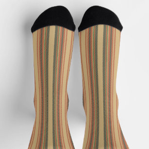 Calcetines Navidades de rayas negras rojas beige vintage