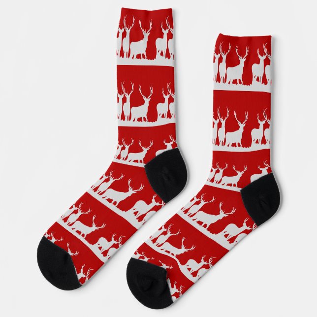 Calcetines Navidades de renos de ciervo vacaciones simple clá (Izquierda)