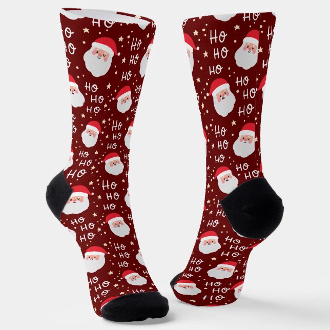 Calcetines Navidades de Santa Face Ho Pattern (Angular)