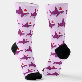 Calcetines Navidades de Santa Hat del Tiburón Púrpura
