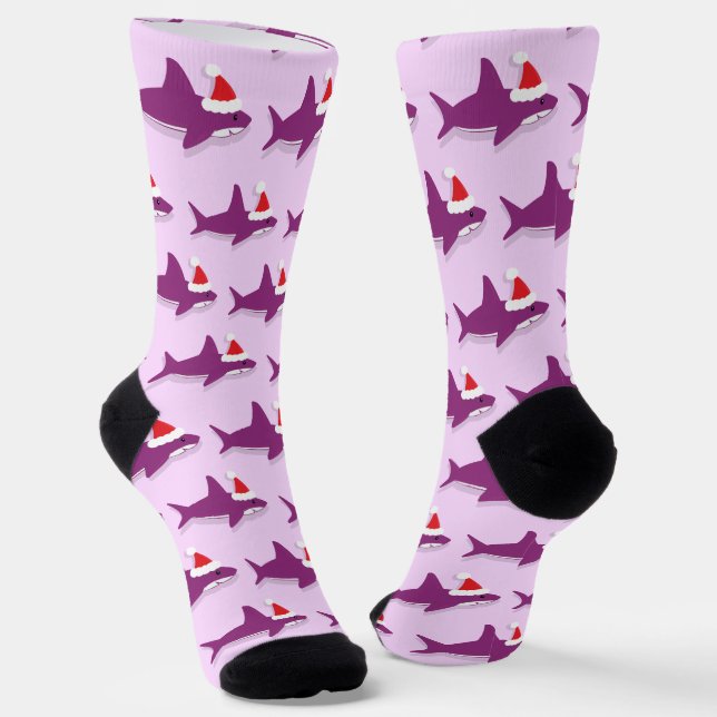 Calcetines Navidades de Santa Hat del Tiburón Púrpura (Angular)