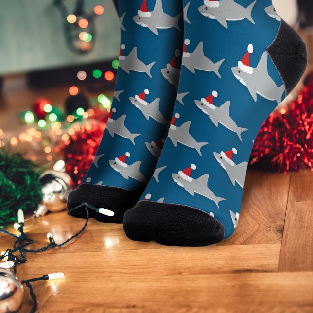 Calcetines Navidades de Shark Santa Hat (Get these shark socks as a fun gift.)