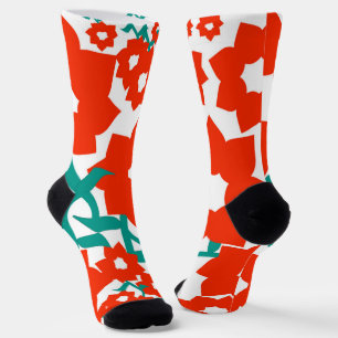 Calcetines Navidades de vacaciones rojo y blanco