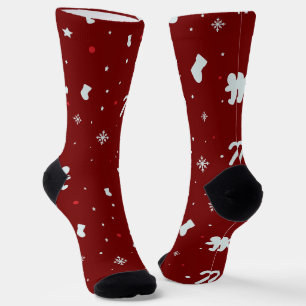 Calcetines Navidades de vacaciones rojo y blanco