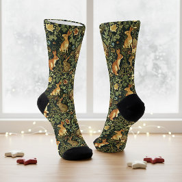 Calcetines Navidades de William Morris Woodland Floral Rabbit