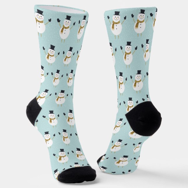 Calcetines Navidades del patrón de Snowman alegres (Angular)