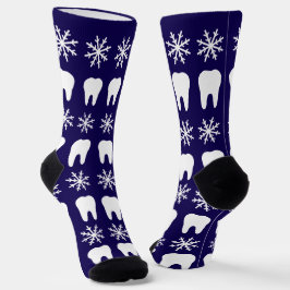 Calcetines Navidades dentistas dientes y copos de nieve