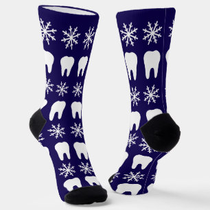Calcetines Navidades dentistas dientes y copos de nieve
