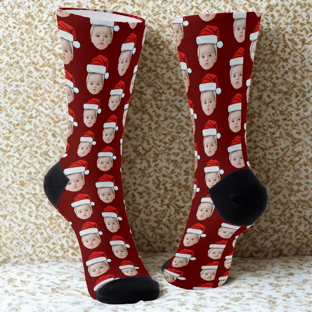 Calcetines Navidades divertidos de fotos personalizadas de Sa (Subido por el creador)