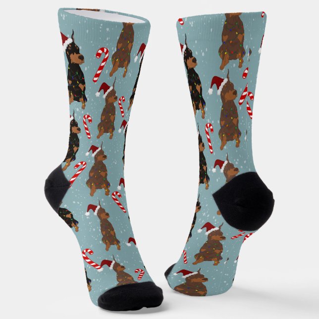 Calcetines Navidades Doberman Pinscher (Angular)