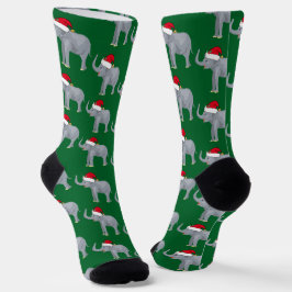 Calcetines Navidades elefantes deliciosos festividad verde