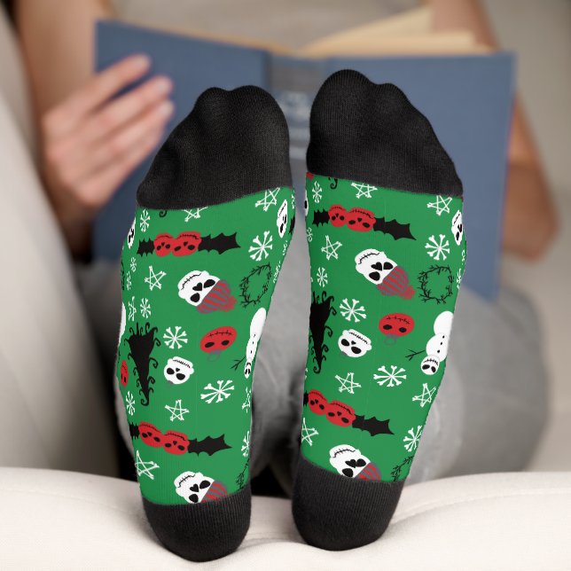 Calcetines Navidades espeluznantes Gótico temerario feriado (Abajo)